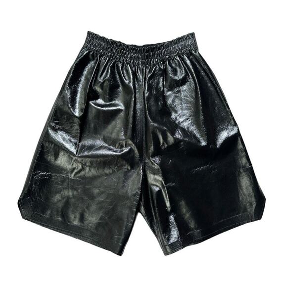 Lamb leather stretch waist shorts - Picture 1 of 7